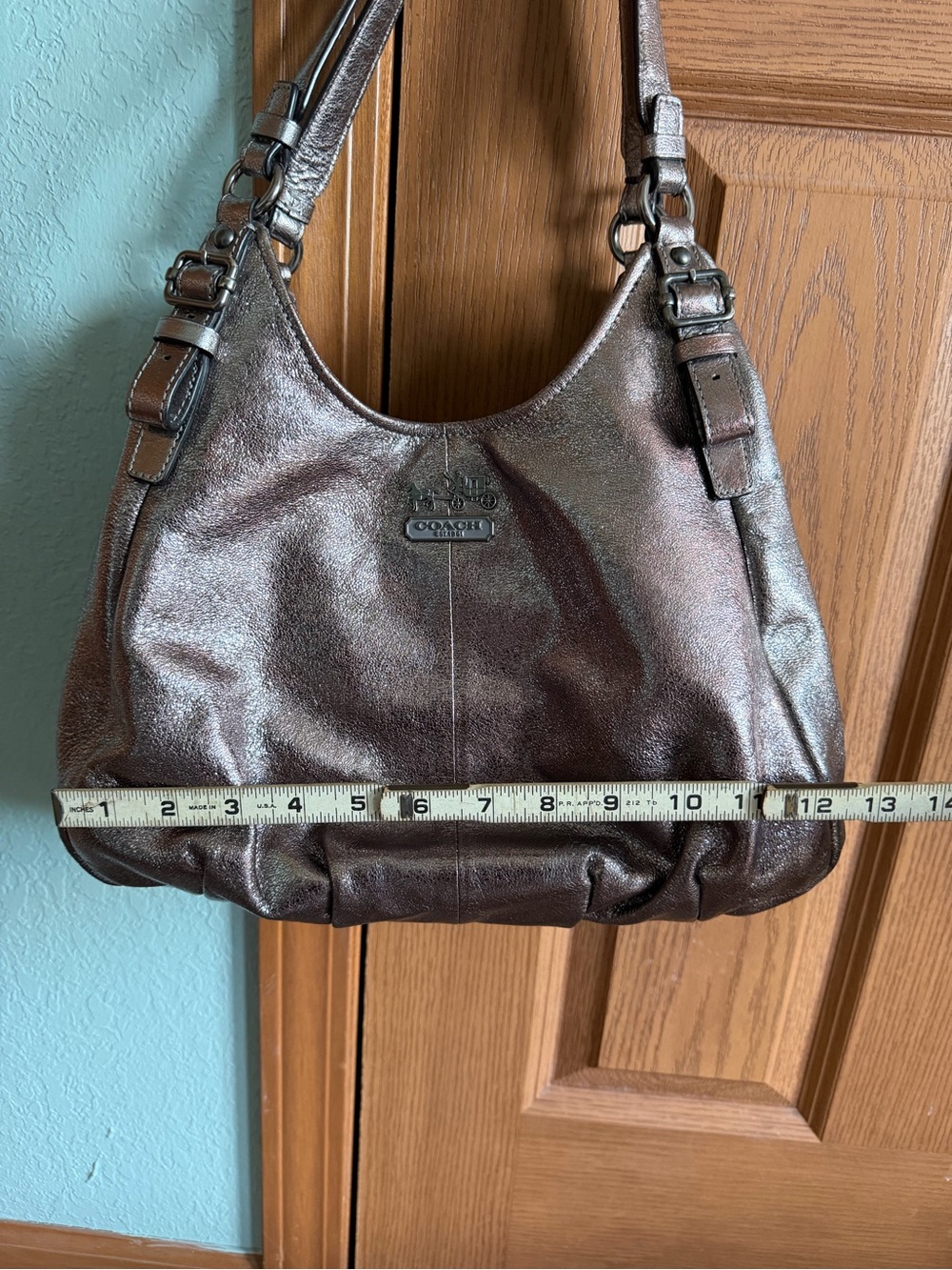 Sparkling Coach Madison Maggie Metallic Leather Hobo Bag - Picture 8 of 10